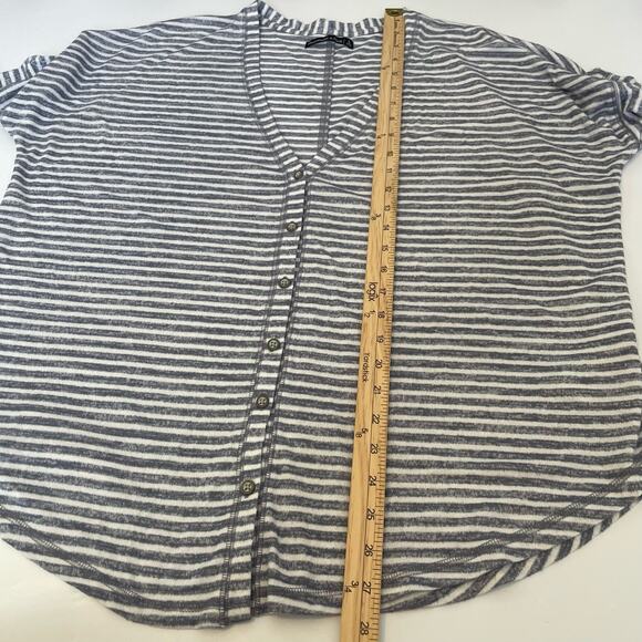 Abercrombie & Fitch Size L Gray Stripe Slouchy Cardigan Long Sleeves - Picture 6 of 7